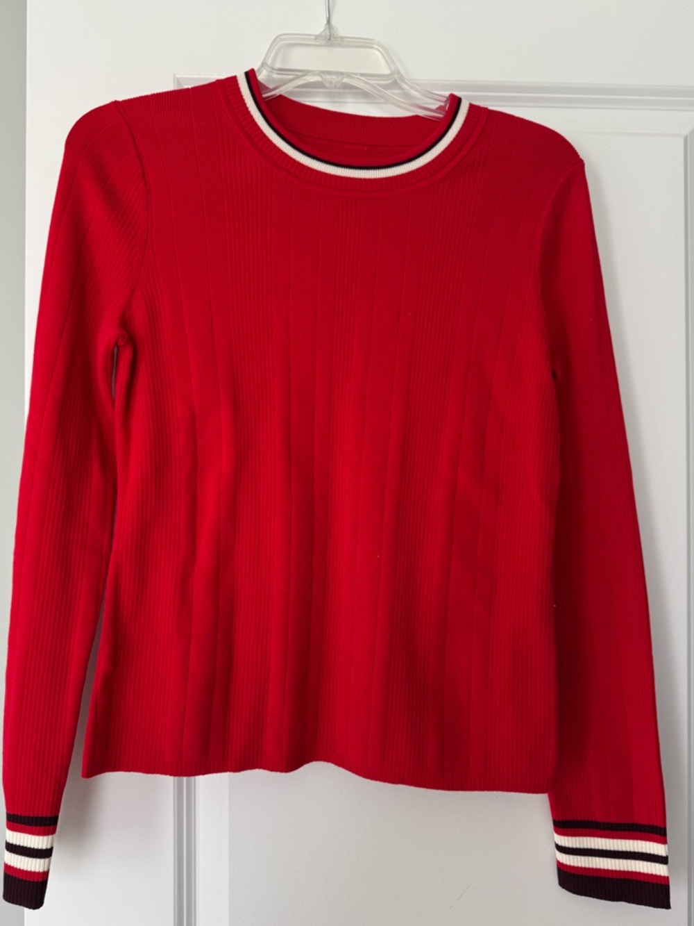 lululemon athletica Red Ribbed Long-Sleeve Sweater with Black & White Trim